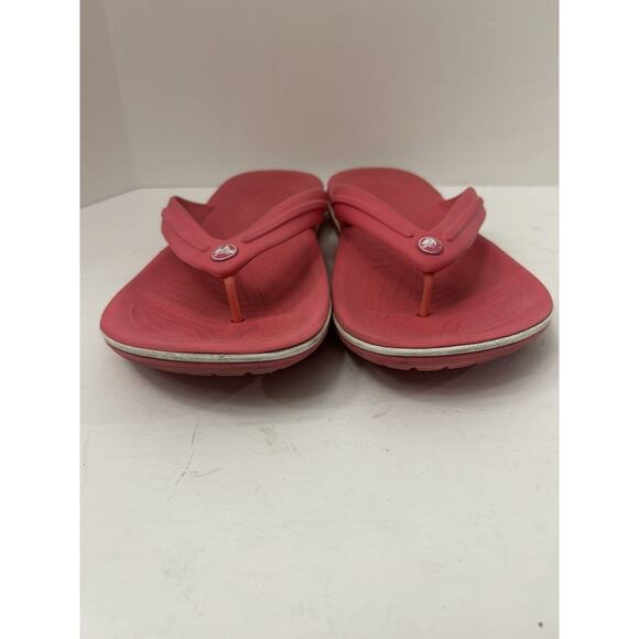 Crocs Sandals Mens 6 Womens 8 Beach Flip Flops Thong Slip On Pink Rubber Flats - Picture 3 of 7